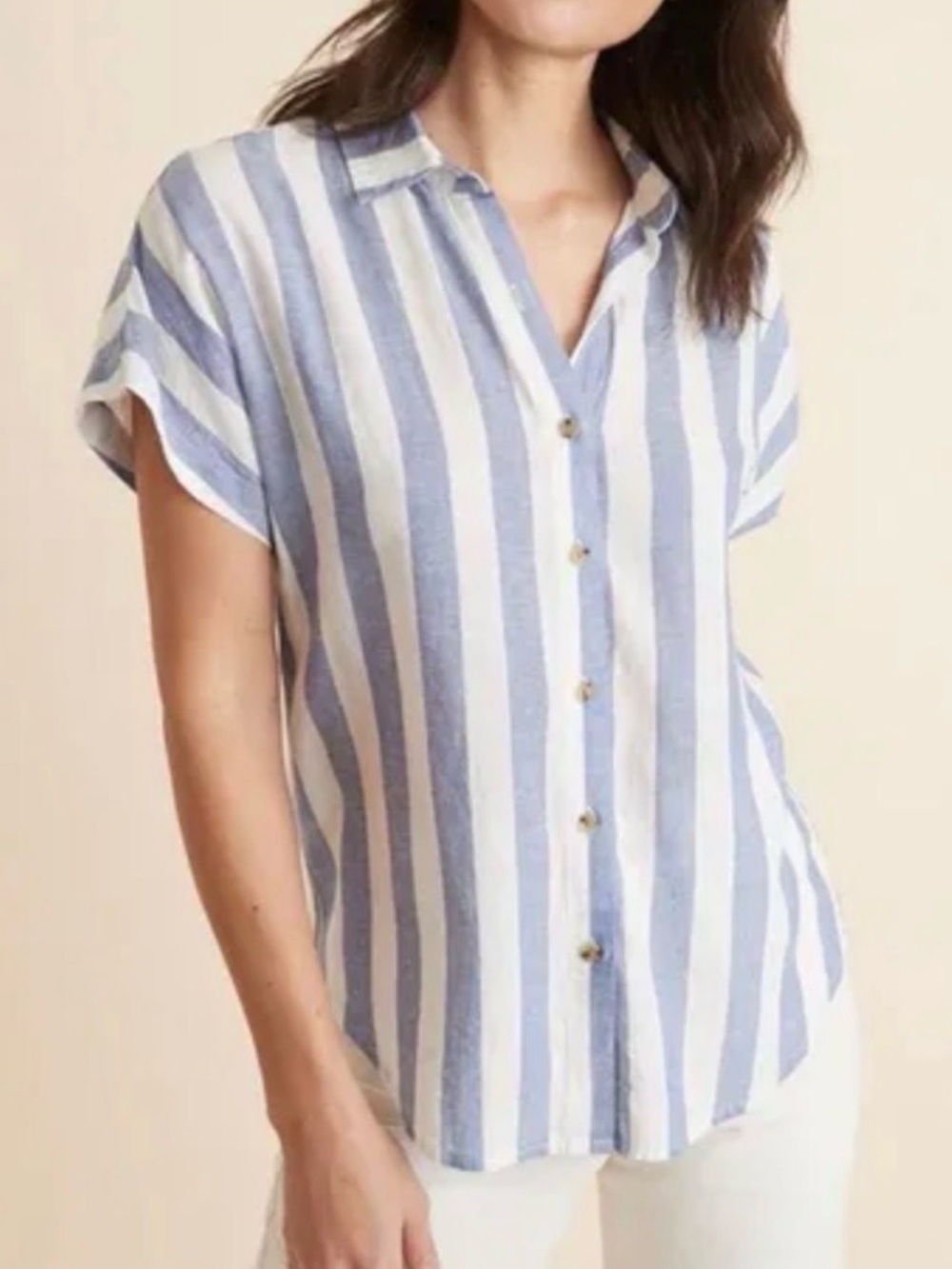 Marine Layer Casual Blue & White Striped Button-Front Shirt - Picture 2 of 8